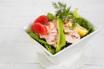 Fresh salad with shrimps