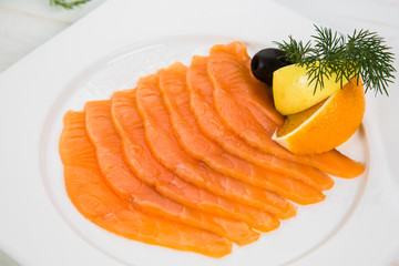 marinated salmon with lemon and orange