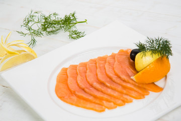 marinated salmon with lemon and orange