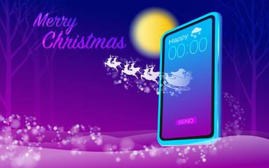 Send Happy Merry Christmas Messages With Modern Technology Vector EPS file.