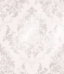 Vintage Baroque ornamented background Vector. Victorian Royal texture. Flower decorative design. Pink color decors