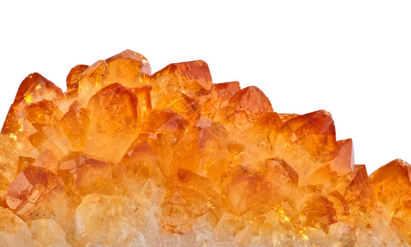 bright citrine crystals isolated on white