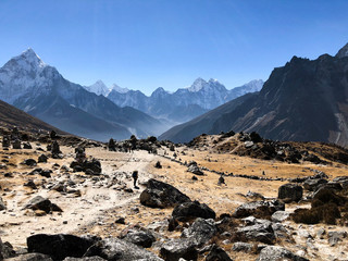 The majestic mountains of Nepal. Rivers and forests. Sunny 