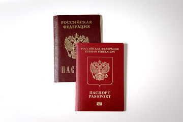passport and passport of the Russian Federation on a white background