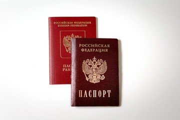 passport and passport of the Russian Federation on a white background