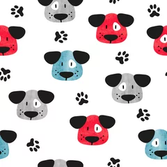 Wall murals Dogs Seamless childish pattern with cute dogs.