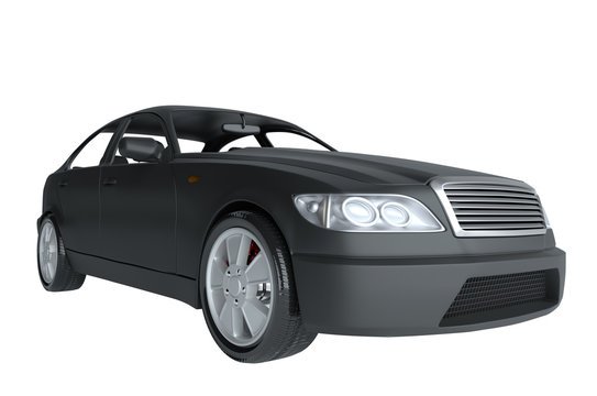 Brandless Generic Black Car. 3D Illustration