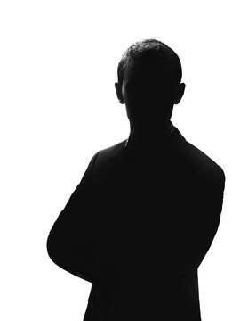silhouette of a man in a suit isolated on white background