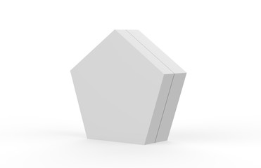 Blank White Cardboard Pentagon Packaging Box, Mock Up Template On Isolated White Background, 3D Illustration