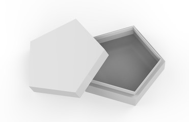 Blank White Cardboard Pentagon Packaging Box, Mock Up Template On Isolated White Background, 3D Illustration