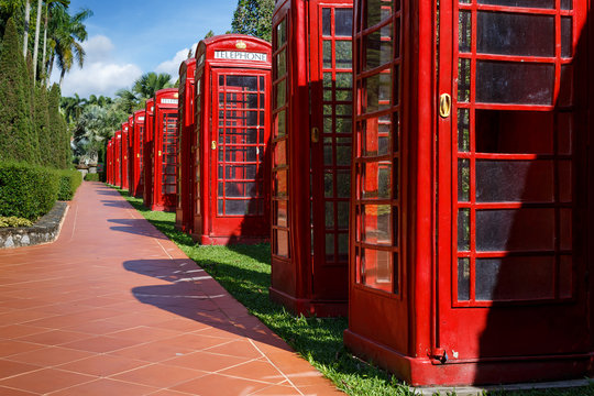 English phone booths in the national park of thailand - Powered by Adobe