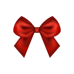Red gift bow of ribbon