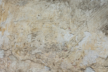 Distressed Abrasive Scratched Chipped Plastered White Grey Wall Background with Grungy Ragged Texture. Cracked Stained Cement or Stone Surface. Backdrop Template Wallpaper