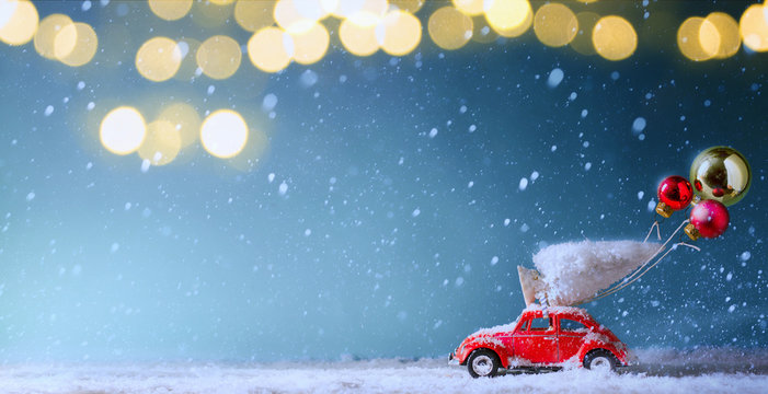Christmas tree light and Christmas tree on toy car
