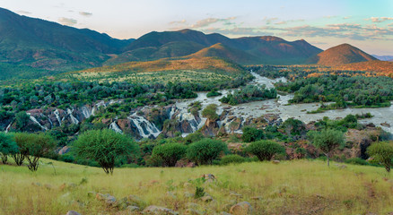 Epupa Falls on the Kunene River in Namibia - obrazy, fototapety, plakaty