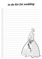To do list for wedding. 