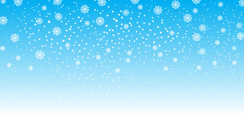Falling snow background. Vector illustration with snowflakes. Winter snowing sky. Eps 10.