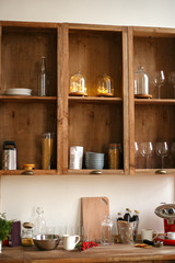Beautiful wooden cupboard in rustic style