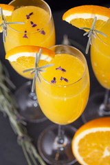 Three mimosa cocktails
