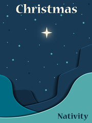 Christmas Christian nativity scene. Star of Bethlehem. Christmas background