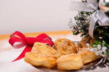 Mini pretzels with Christmas decoration