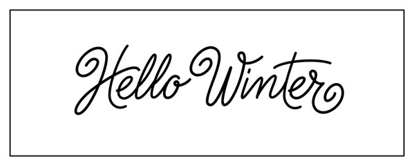 Hello winter vector logo design isolated on white background. Hello winter typography and lettering for winter time seasonal decor, text for banner, poster, card, header. Vector illustration. EPS10 © Alextanya