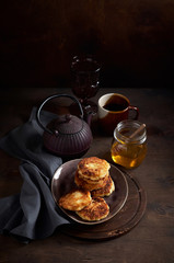Russian fried quark pancakes syrnyky or tvorozhniki