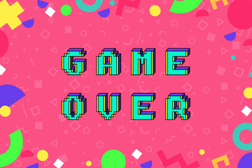 Vector game over phrase in pixel art