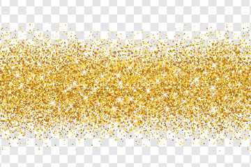 Gold glitter on transparent background. Vector shine border. Design element for cards, invitations, posters and banners  - 234657528