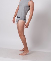 male torso in gray underwear