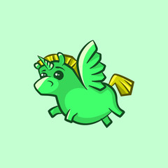 Vector image of a unicorn with wings in a children's style