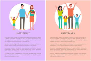 Happy Family Icon in Cartoon Style Vector Banner