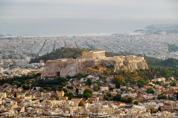 Fototapeta premium Athens / Greece - June 2010: The Acropolis of Athens as seen from Mount Lycabettus