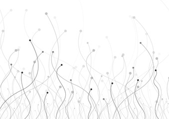 Grey wavy lines circuit board connection background