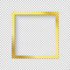 Modern gold vector empty frame isolated on transparent background. 