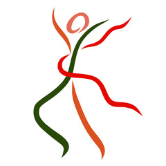 Runner tearing tape at the finish, winner, abstract pattern