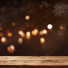 Christmas background with wooden table