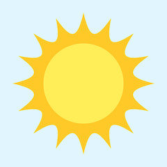 Simple sun icon on light blue background.