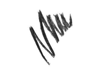 Stroke of black eye pencil isolated on white background. Zigzag strip