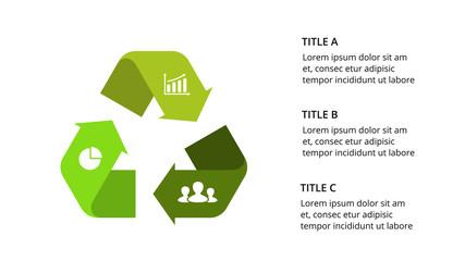 Vector infographic template. Recycle arrows sign. Presentation slide template. Business concept with 3 options, parts, steps, processes.