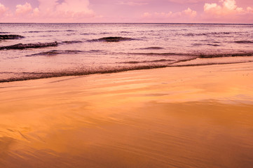 Fototapeta na wymiar sunset time on the sandy beach