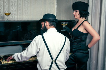 Man and the woman retro portrait