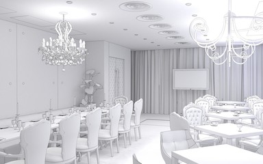 restaurant, interior visualization, 3D illustration