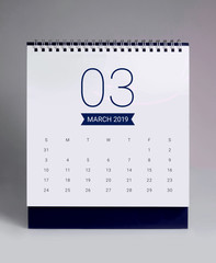 Simple desk calendar 2019 - March