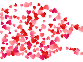 Red flying hearts bright love passion vector background.