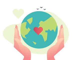 Big realistic hand go green, cycle, saving the planet, World Environment Day, Bio technology