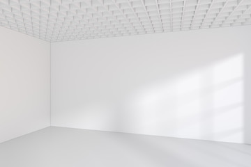 Empty room with sun light on wall. 3d rendering.