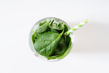 glass of fresh spinach