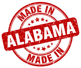 made in Alabama red grunge round stamp