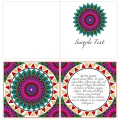 Floral banners. Ethnic Mandala ornament. Vector illustration. For greeting card, coloring book, invitation print